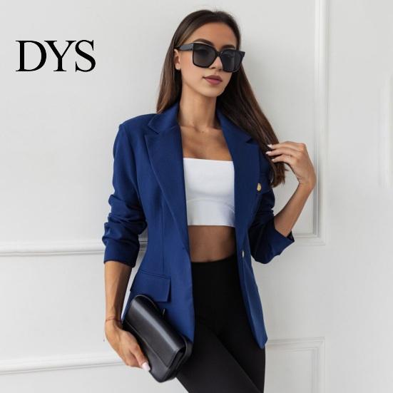 Casual Women Suit Coat Lapel Long Sleeve Flap Pockets Solid Color Cardigan Jacket Single Button Office Lady Outwear Simple Style