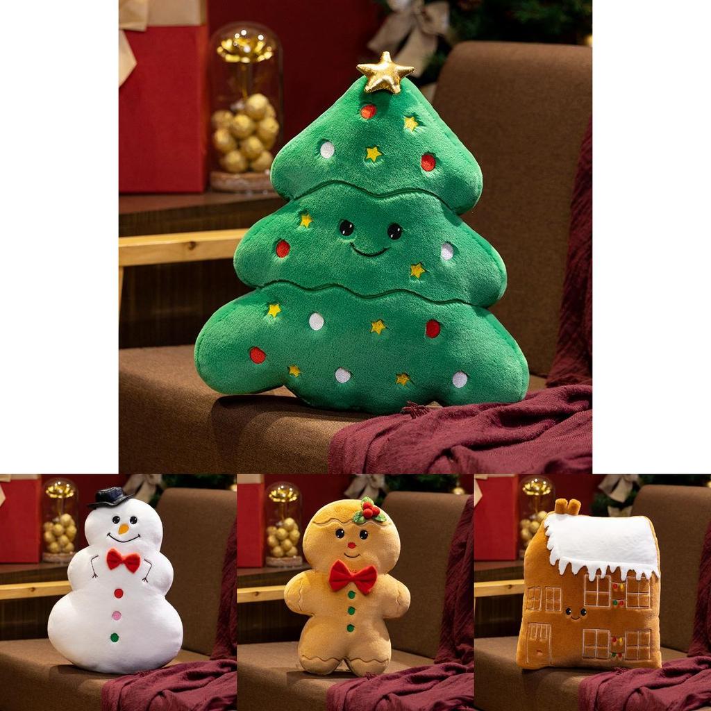 Gingerbread Man Snowman Christmas Tree Plush Daoll Pillow For Holiday Decor And Gift