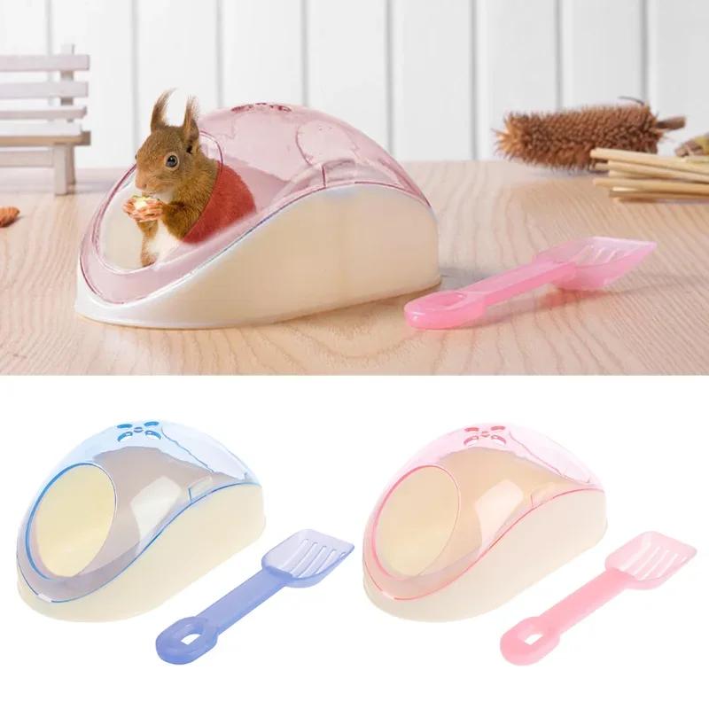 Niedliches Hamsterbadezimmer, kreativer Hamstersandbadezimmer-Sandbadbehälter mit Schaufel, Haustier-Reinigungsmittel