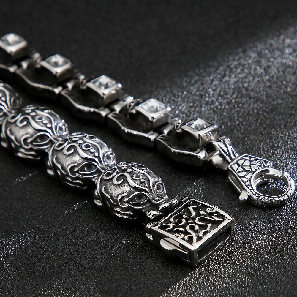 Pulsera Calavera Esqueleto PROSTEEL - Acero Inoxidable, 20 Cm, Estilo Gótico Rockero, Regalo Hombre
