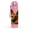 1PC German Shepherd Sit Pose 750ml Color Plastic Sports Water Bottle Leakproof Flip Straw Lid Suitable for Sports Office Home Use