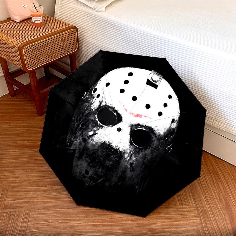 Friday 13th Pattern Pattern New Style Umbrella, 1 Piece Automatic Folding Umbrella, Portable Foldable Travel Umbrella, Outdoor Umbrella,Birthday Gift
