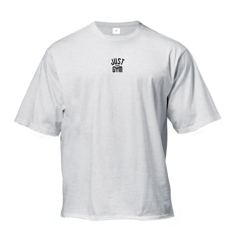 GYM Unisexs Oversized Cotton T Shirt with Drop Shoulder Design Breathable Gym Streetwear Tee for Summer