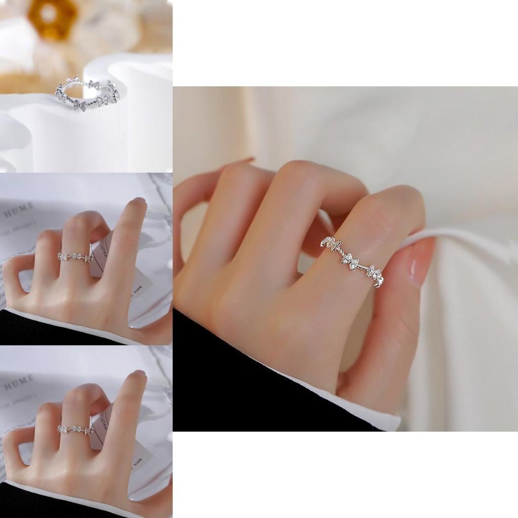 Stylish And Elegant Korean Inspired Adjustable Open Finger Ring With Shimmering Butterfly Design For Women