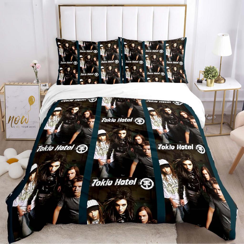 Tokio Hotel 3D Tisk Rocková Kapela Celoroční Povlak na Přikrývku Ložní soupravy Měkký Potah na Přikrývku a Povlaky na Polštáře Jednolůžko_Dvoulůžko_Queen_King