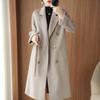 Double-Sided Wool Lapel Coat: Women's Slimming Double-Breasted Mid-Length for Autumn/Winter