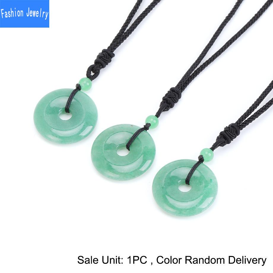 Natural crystal stone safety buckle pendant 30mm donut braided necklace fashion accessories