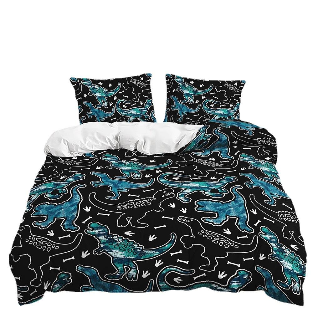 Bed Three-Piece Quilt Cover Dinosaur Animal Illustration Kit Digital Printing