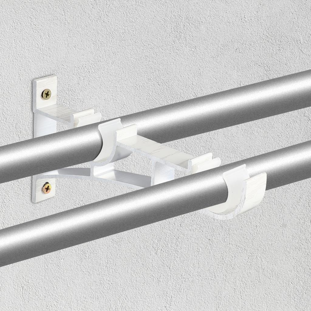 2pcs Curtain Rod Bracket Aluminum Alloy Heavy Duty Rust-Resistant Easy Install Double Holder For Living Room Bedroom Kitchen