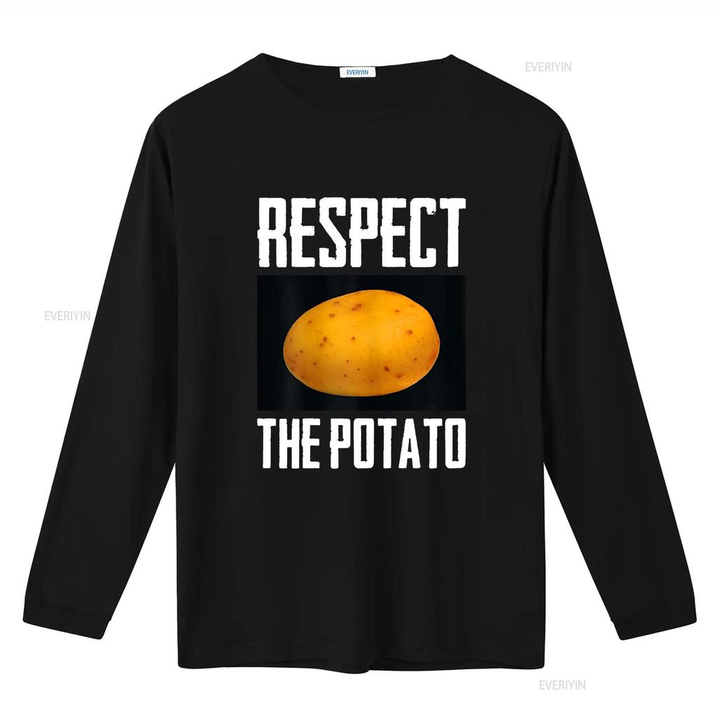 Respect The Potato Funny Root Vegetable Potatoes T Shirt vintage Washed Slightly Top For Everyday Wear graphic fashion Unisex