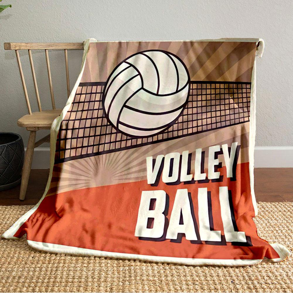 A Volleyball with a Net, Sunburst Pattern, and Bold "VOLLEY BALL" Text. for All Seasons Blanket Lunch Break Throw Gift