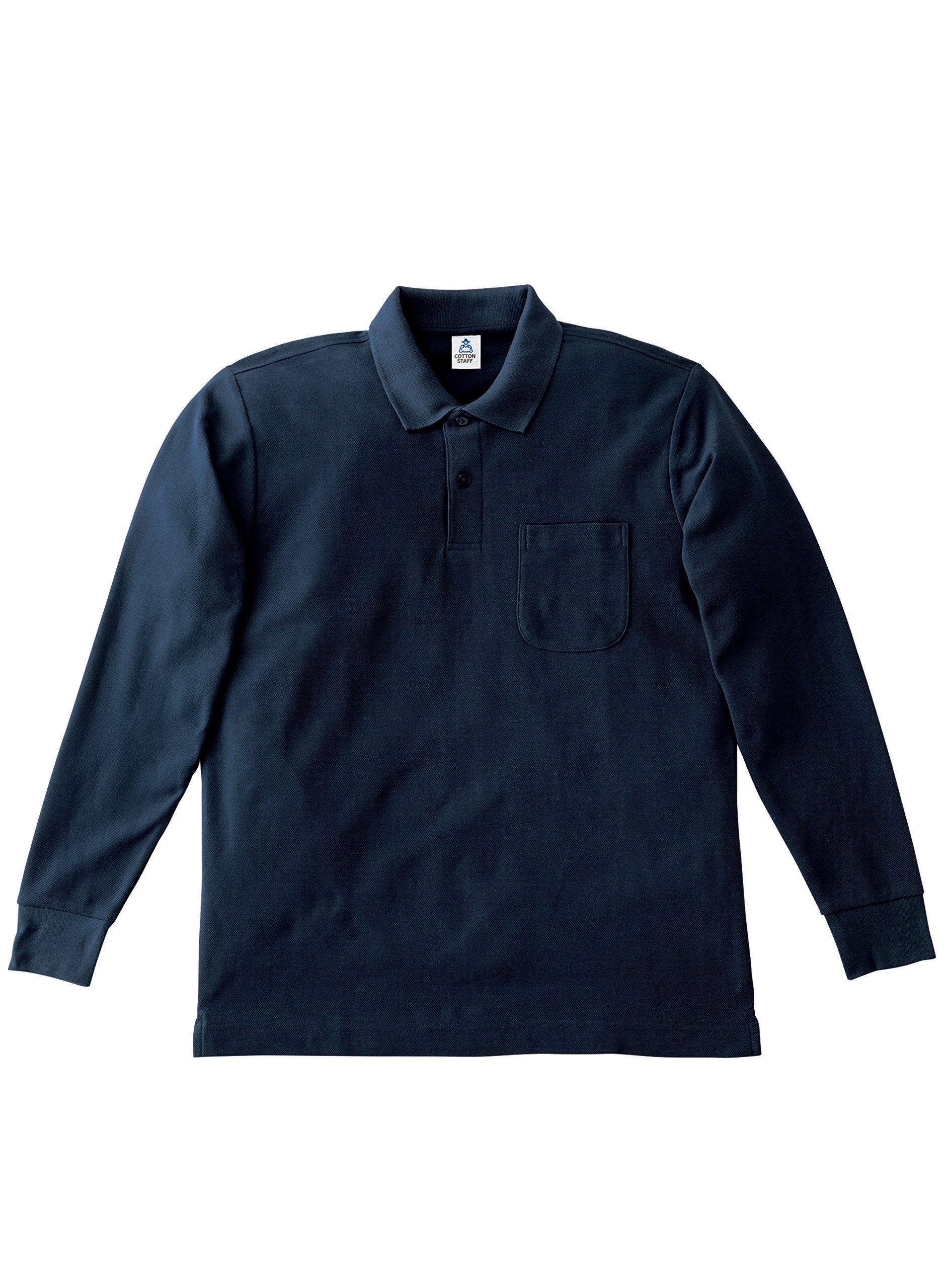 

LifeMax CVC Pique Dry Long Sleeve Polo Shirt with Size 3L to Japanese size MS3115 Men s Pocket, Navy, (equivalent 3L)