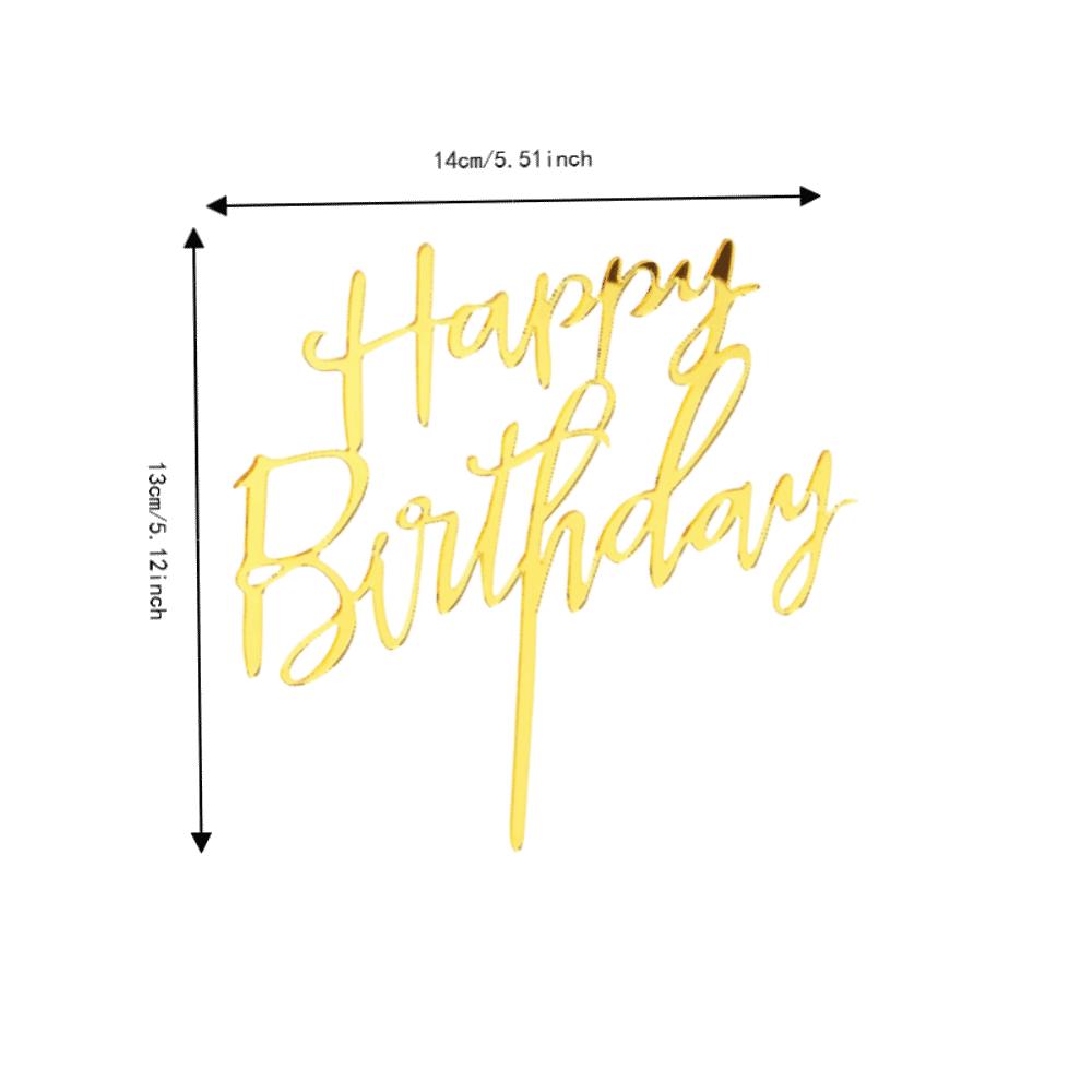 10pcs Acrylic Acrylic Cake Topper Flag Style Gold Insert Card Flag Script Lettering Long Insert Stick Birthday Cake Decorations