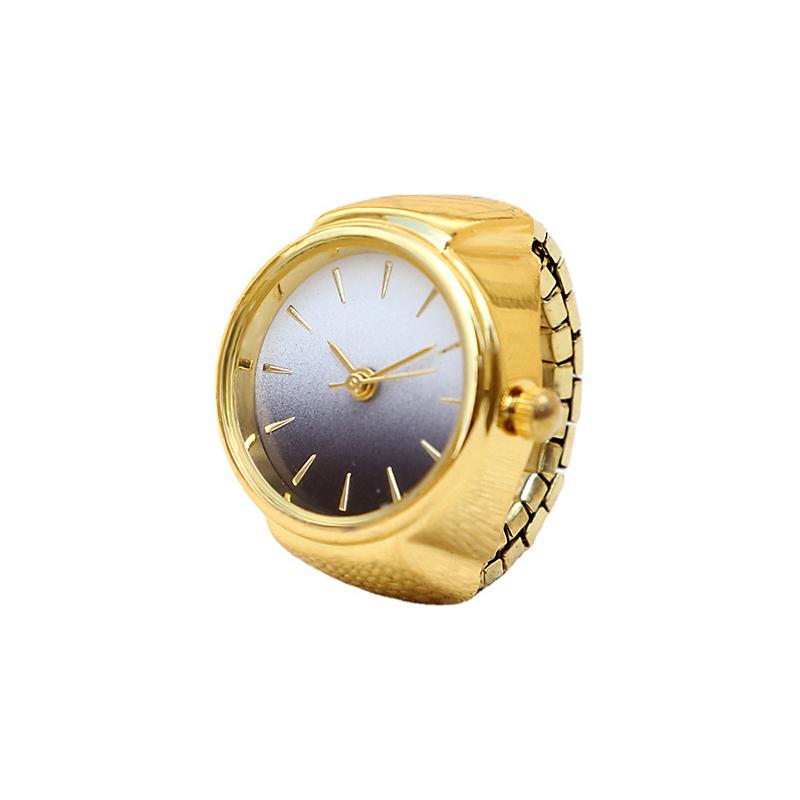 Creative  Punk Dial Quartz Watches Rings For Women Men Couples Mini Elastic Strap Alloy Watch Finger Ring Jewelry