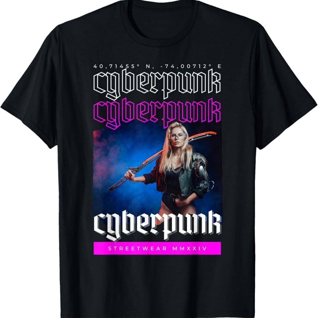 Cyberpunk Babe Blade Graphic Futuristic Aesthetics T-Shirt