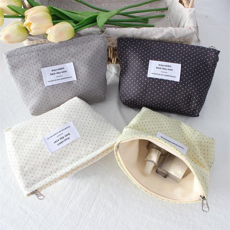 Korean Ins Polka Dot Love Lipstick Bag, High-value Girl, Hand-held Makeup Bag, Large-capacity Liner Storage Bag