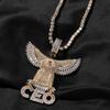 Accessories Personality Hip Hop Letter CEO Eagle Pendant Copper Inlaid Zircon Necklace Men's Sweater Chain