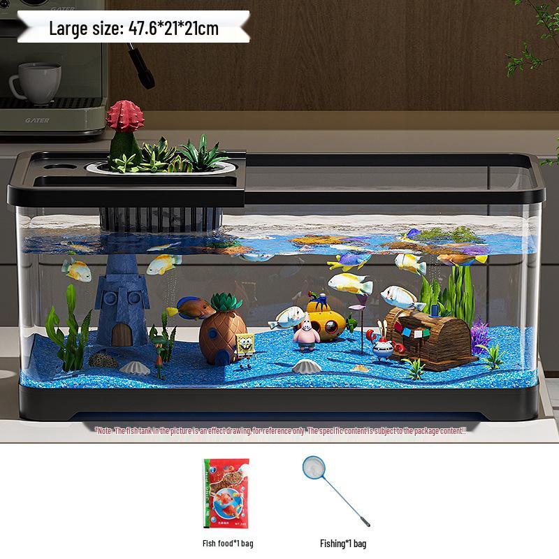 Eco-Friendly Desktop Goldfish Tank with Integrated Filter & Aerator for Living Room – Betta Fish Landscaping Aquarium