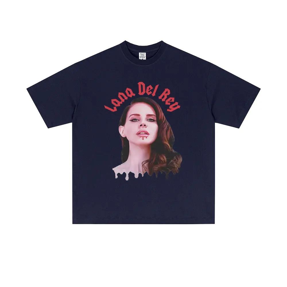 

Singer Lana Del Rey Portrait Graphic TShirt Unisex Casual Cotton Loose Short Sleeve TShirt Mens Fashion Vintage Street Style 4XL