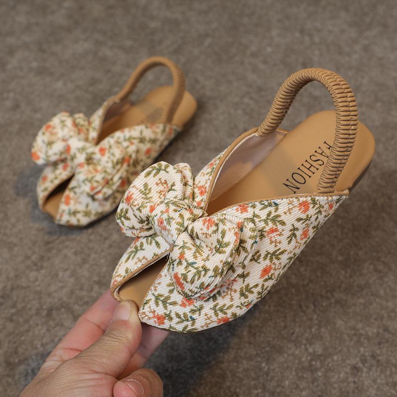 

New Sandals Summer Comfort Fashion Girl Shoes Retro Leopard Print Simple Kid Shoe Floral Anti Slip Soft Sole Breathable Slippers 25insole15.5cm бежевый