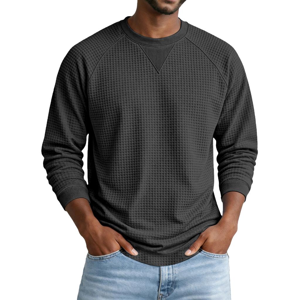 Men's Casual Long Sleeve Neck Pullover Top Color