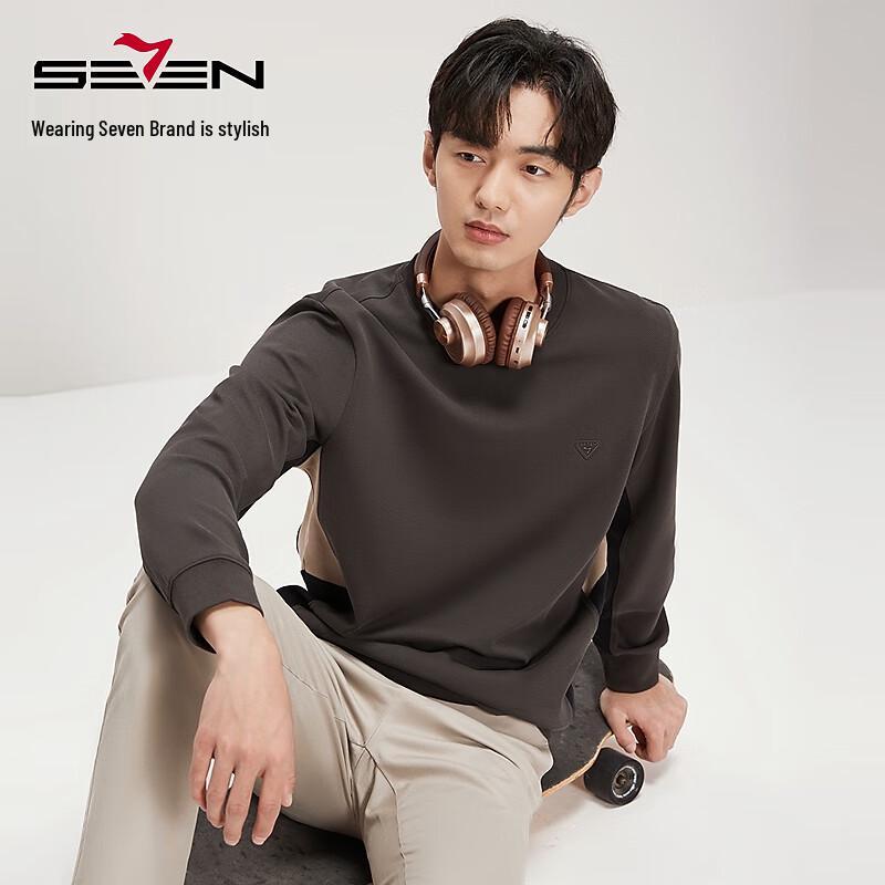 Septwolves Men s Spliced Casual Round Neck Sweatshirt S