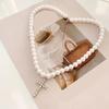 Vintage Artificial Diamond for Cross Pendant Necklace Wedding White Pearl Necklace Round Imitation Pearls Chain Necklace