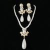 Light Luxury French Niche Retro New Design Imitation Shijia Pearl Necklace Earrings Set Chain