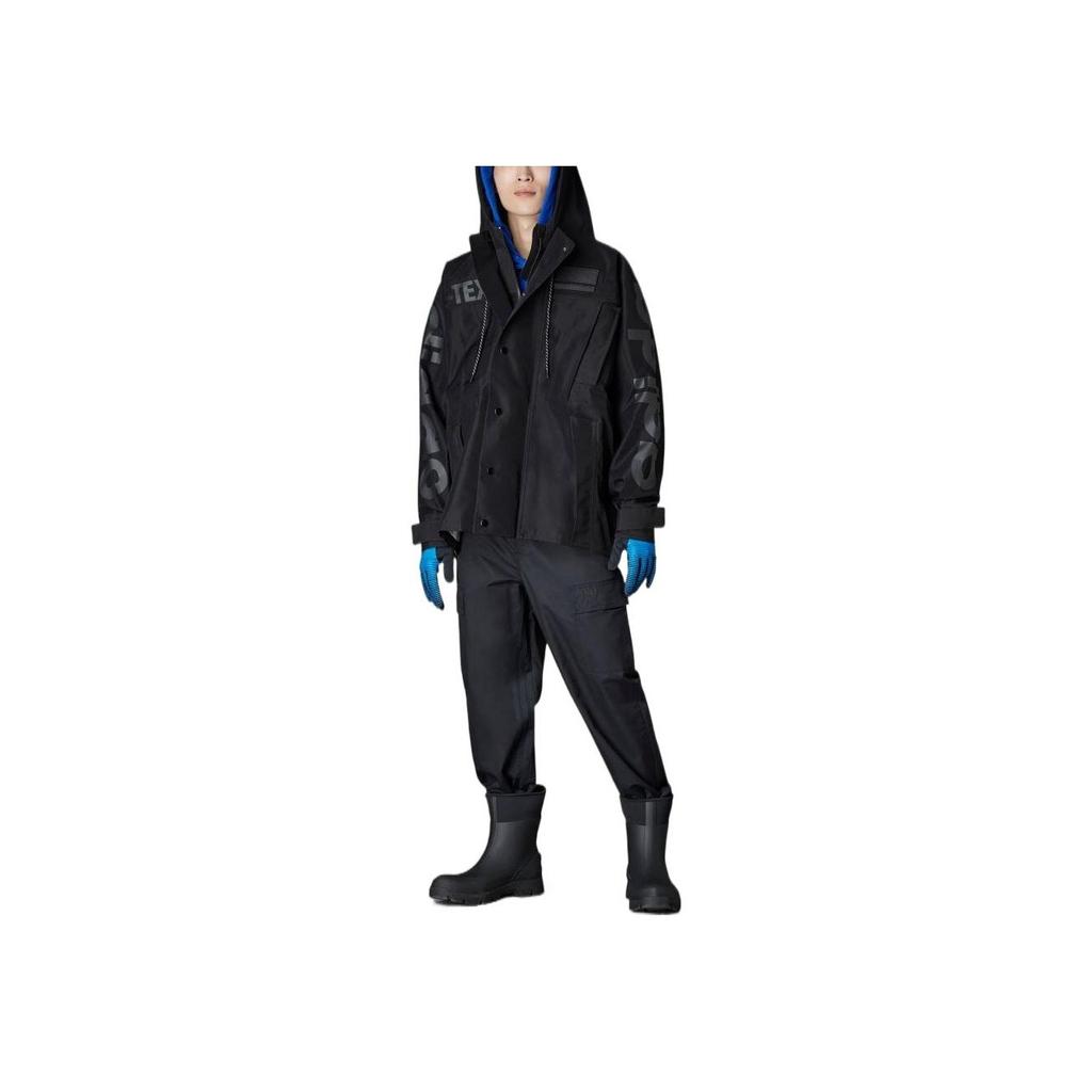adidas Einreihige, langärmlige Jacke mit Kapuze und Buchstaben-Logo-Print für Herren, Schwarz, HM2345