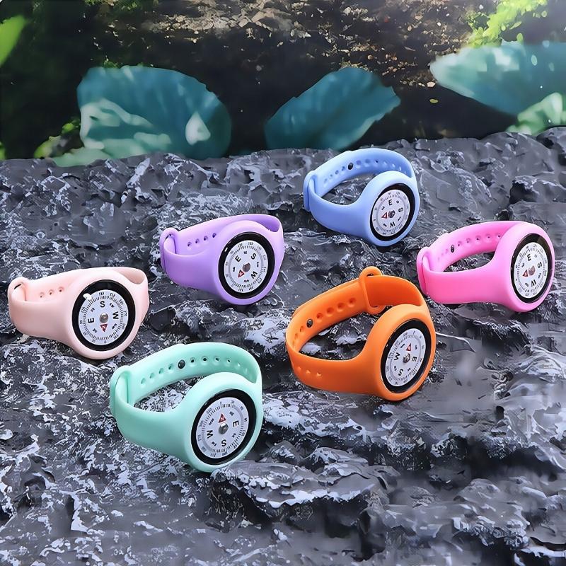6Pcs Light Weight Compasses Watches Outdoor Navigation Tool Adjustable Strap Wearable Compasses For Backpacking Climbing