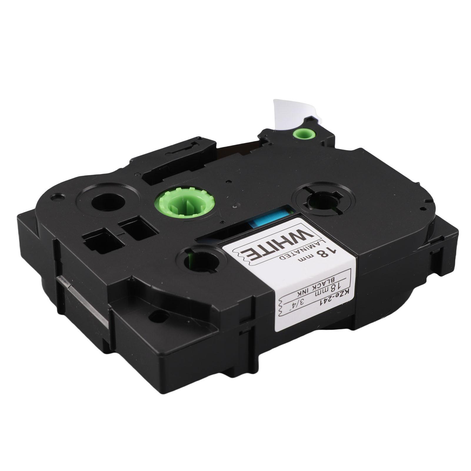 

18mm Label Maker Laminated Tape Black On White for TZe 241 641 PT 18RZ PT E300