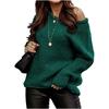 Autumn Winter Off-Shoulder Round Neck Pullover Loose Plus Size Sweater for Women