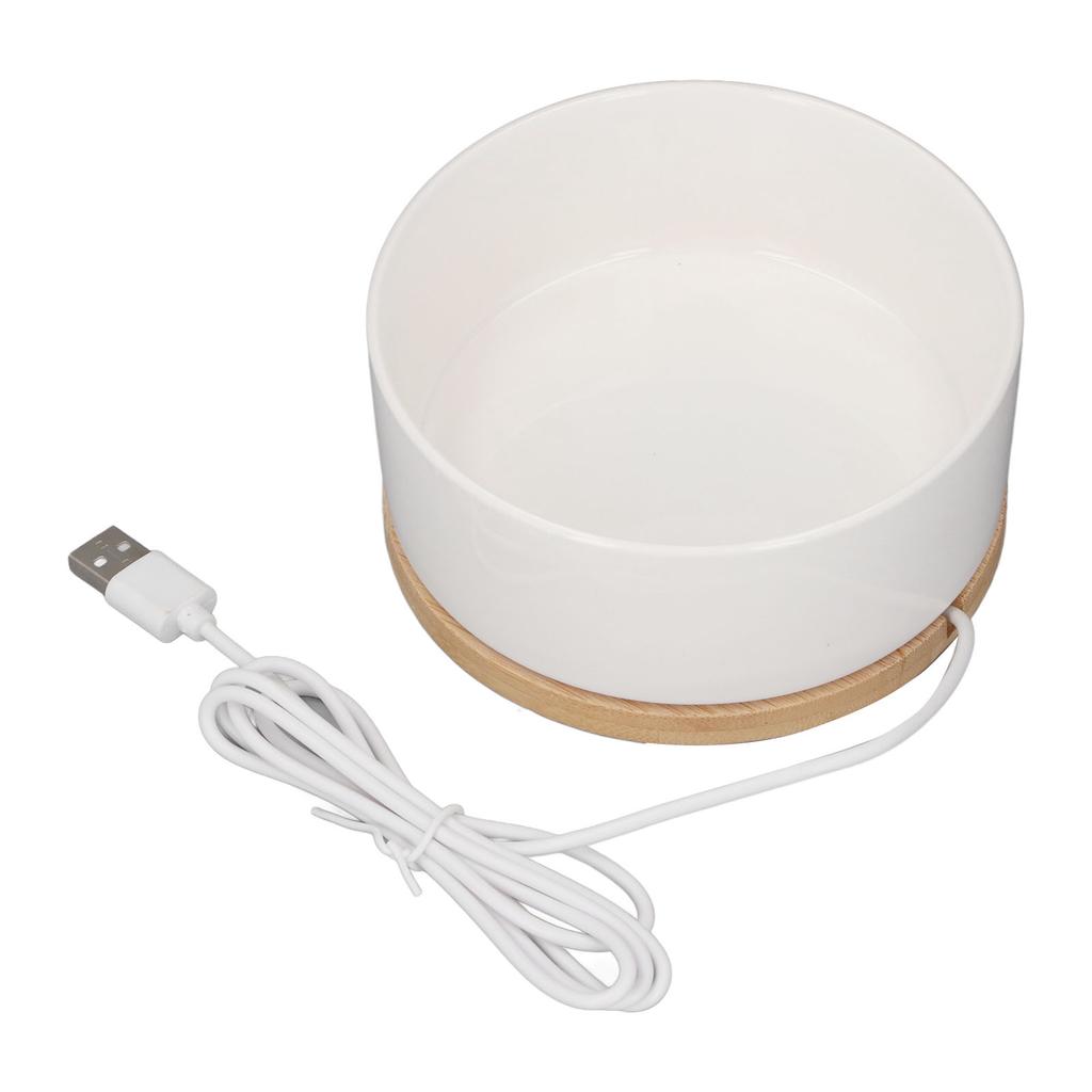 Large Heated Water Bowl USB Ceramic Automatic Heating Smart Thermal Bowl Heated Waterer for Dog Cats in Winter