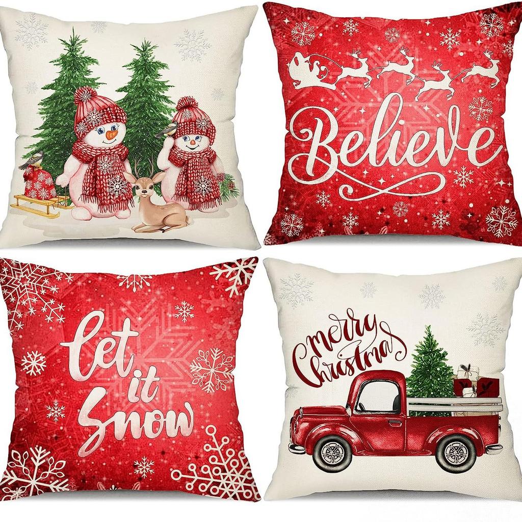 Christmas Snowman Bell Pillowcase Living Room Bedroom Bed Backrest Cushion Home Festive Atmosphere Decoration Backrest