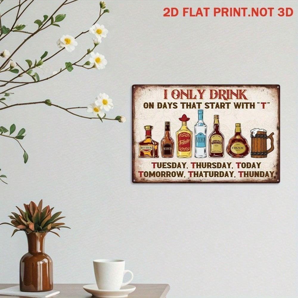 Metal Wall Art Vintage Drinks Sign Bar Kitchen Decor Funny Poster Gift