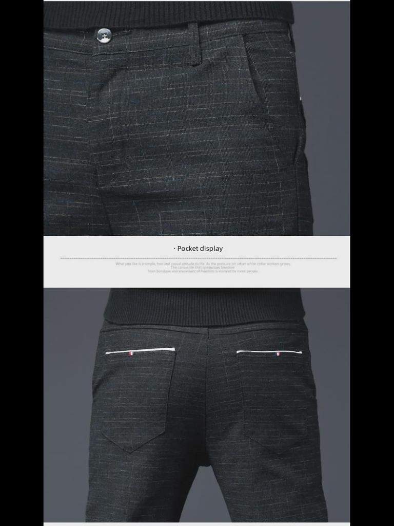 Seiko Heren Plaid Wafel-Dunne Casual Broek - Zwart, Lente/Zomer Broeken