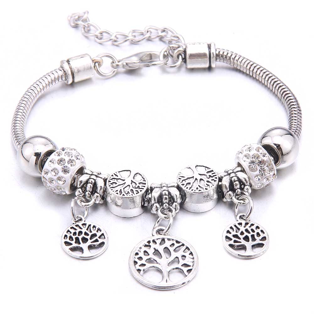 New Charm Bracelet & Bangles Jewelry White Butterfly Crown Beads Bracelets Brands Bracelets Fit Women Girl Friendship Gift