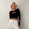Women's clothing ins trendy style fake two-piece T-shirt spring and summer new slim-fitting navel short top