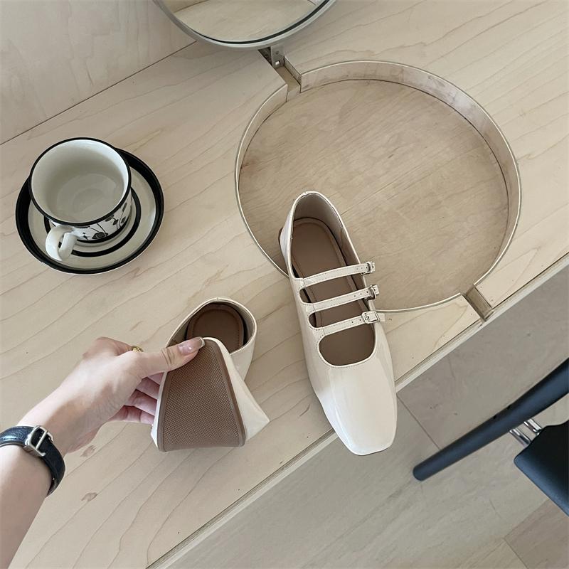 Fashion Bailamos Spring New Women Flats Ladies Elegant Flat Mary Jane Shoes Fashion Round Toe Shallow Shoes Outdoor Dress Ballet Shoes M