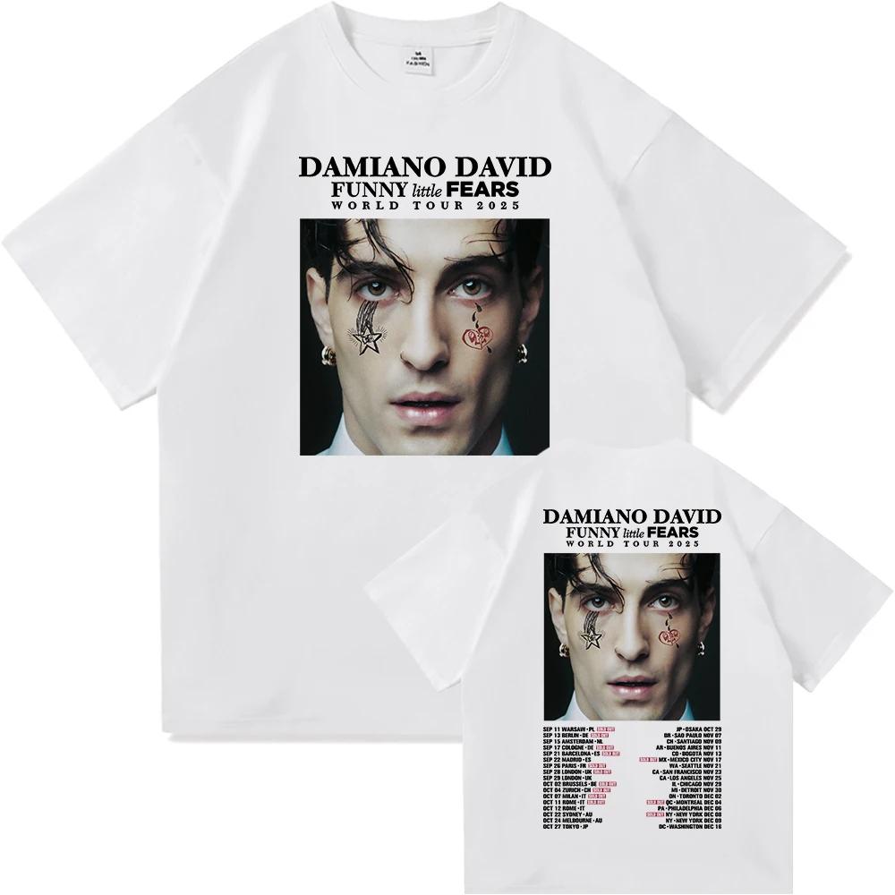 Heißer Verkauf Damiano David Lustige Kleine Ängste Welttournee Poster Grafikdruck T-Shirt Herren Damen Streetwear Harajuku Hip Hop Locker Lässig Übergroßes Oberteil