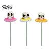 Durable Outdoor Resin Skulls 3Pcs/Set Halloween Skull Garden Stakes, Chrysanthemum Yard Decorative Stakes for Flower Ornaments Lawn Patio Bed