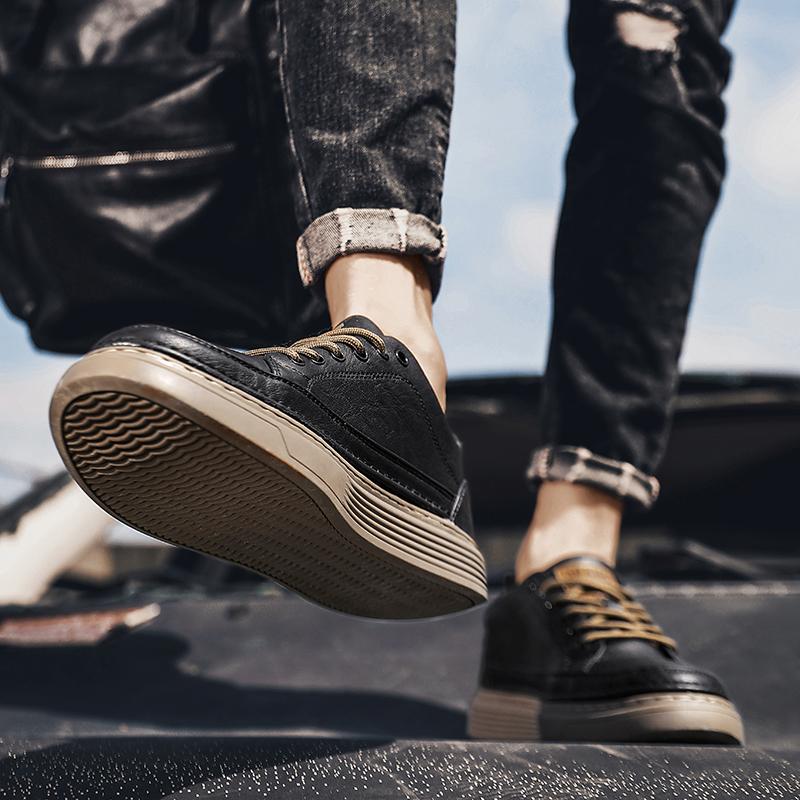 Luxury Brand Mens Shoes Casual Leather Male Comfortable Sneakers Stylish Skate Shoes Men All-match Male Lace-Up Walking Shoes