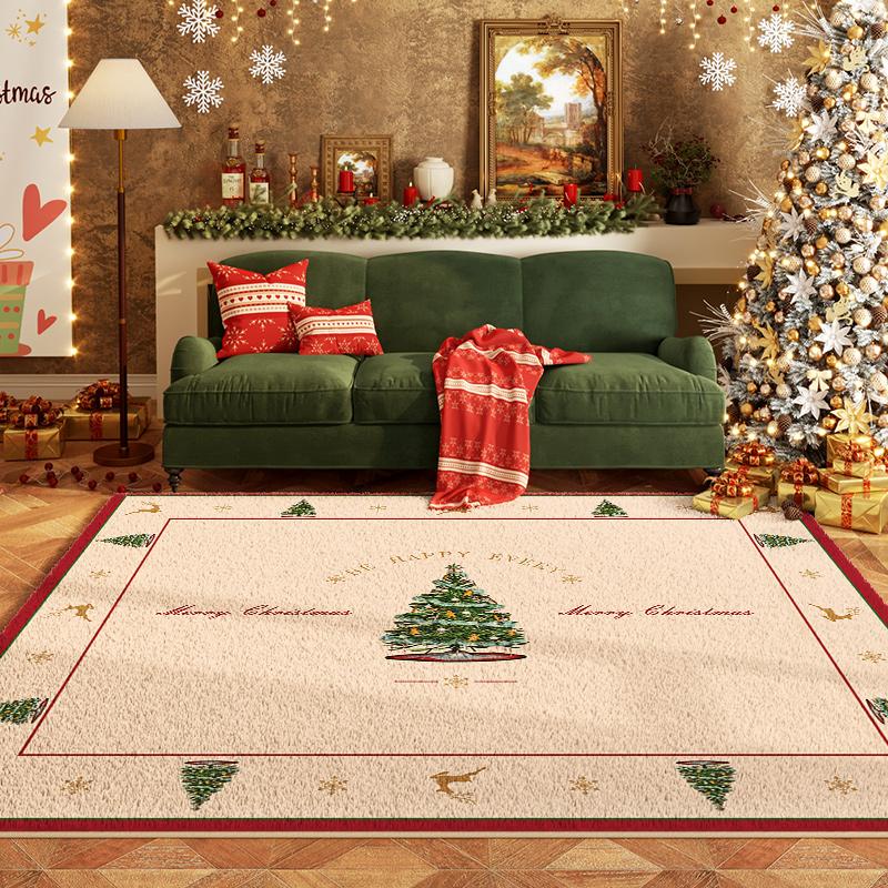 Christmas Living Room Decoration Rug Large Area Anti-slip Mat Fluffy Soft Children Rugs Cute Cartoon Bedroom Decor Plush Carpet