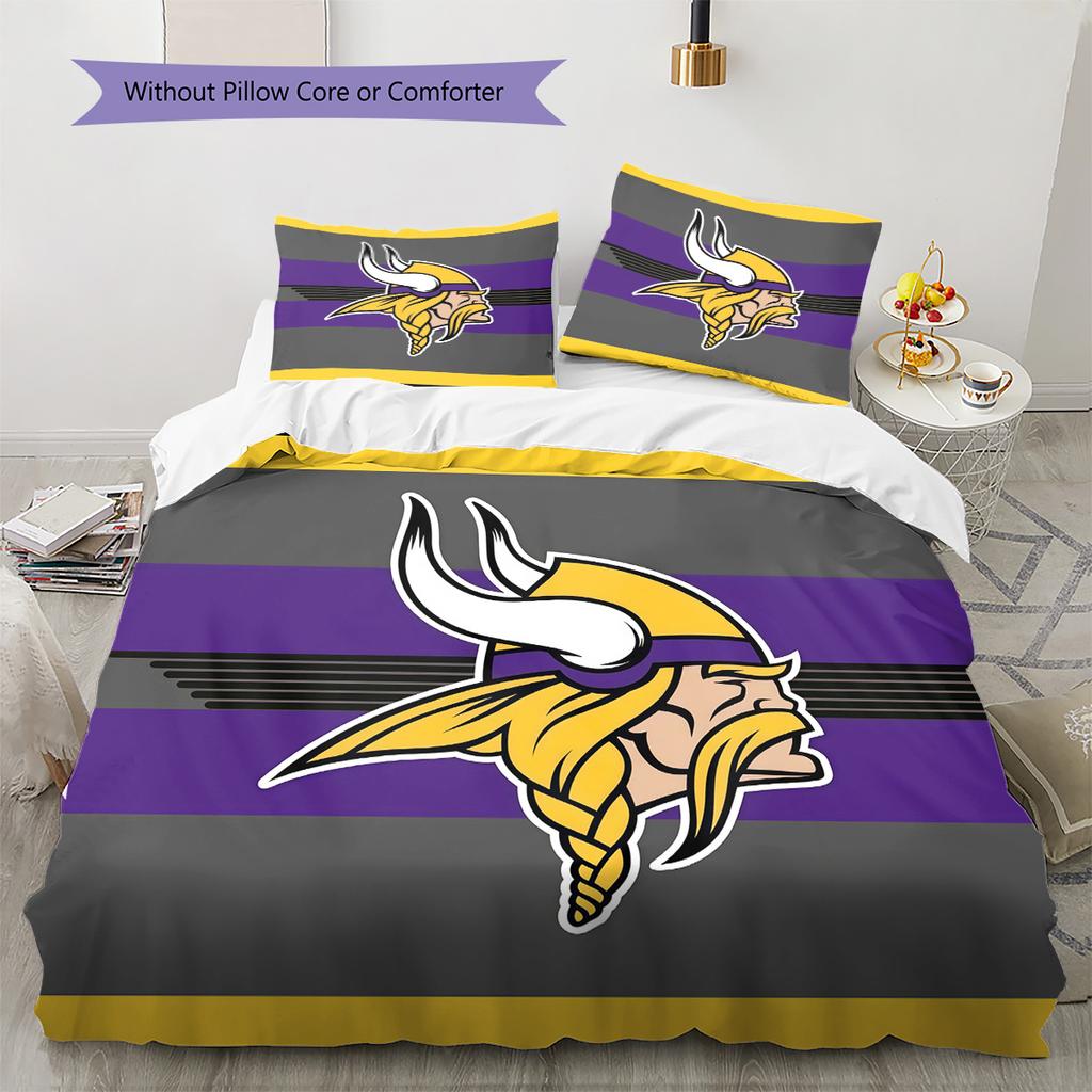 Set Copripiumino Trapuntato con Motivo Minnesota Vikings Decorazione per la Casa Regalo (1 * copripiumino + 2 * federe senza imbottitura)