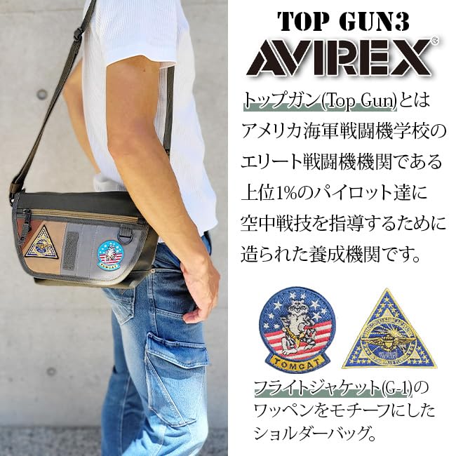 Avirex TOPGUN3 Mini-Umhängetasche, Limitierte Auflage, Herren-Umhängetasche, Crossbody-Tasche, Schwarz