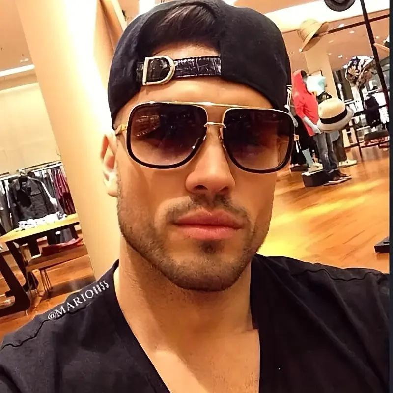New Fashion Men Big Frame Sunglasses Men Square Metal Sun Glasses Women Retro Glasses High Quality  UV400