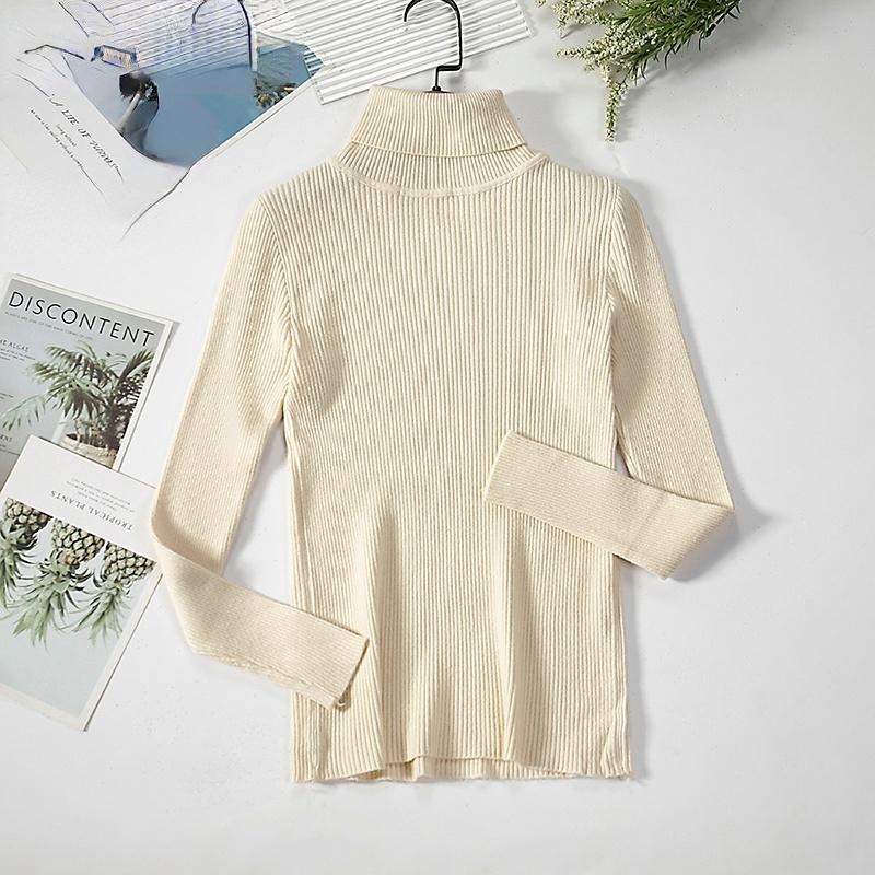 Женские свитера осенне-зимние топы тонкий женский пуловер вязаный свитер джемпер мягкий теплый тянуть One Size абрикосовый 1159₽