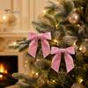 Dekorative Stoffknoten 2 Stück Samt-Weihnachtsschleifen, Feiertags-Hängende Wanddekoration für Baum Bordeauxrotes Band Ornamente Topper, Hochzeitskulisse,