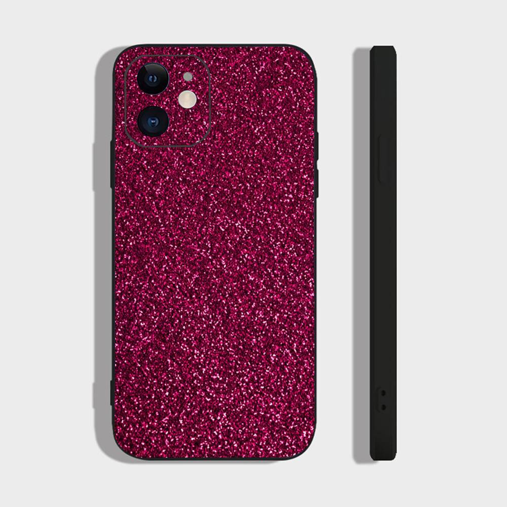 Pink Glitter Phone Case For IPhone 17 Air 16 15 14 13 Pro Max 11 12 Black Silicone Cover