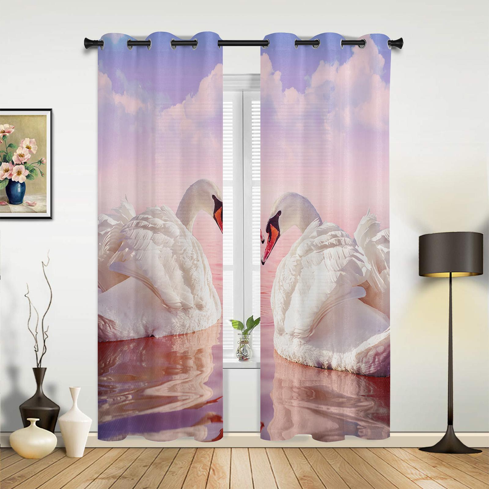 Белые Лебединое Озеро Облака Оконные Занавески Спальня Гостиная Оконные Шторы Кухонные — фото 3